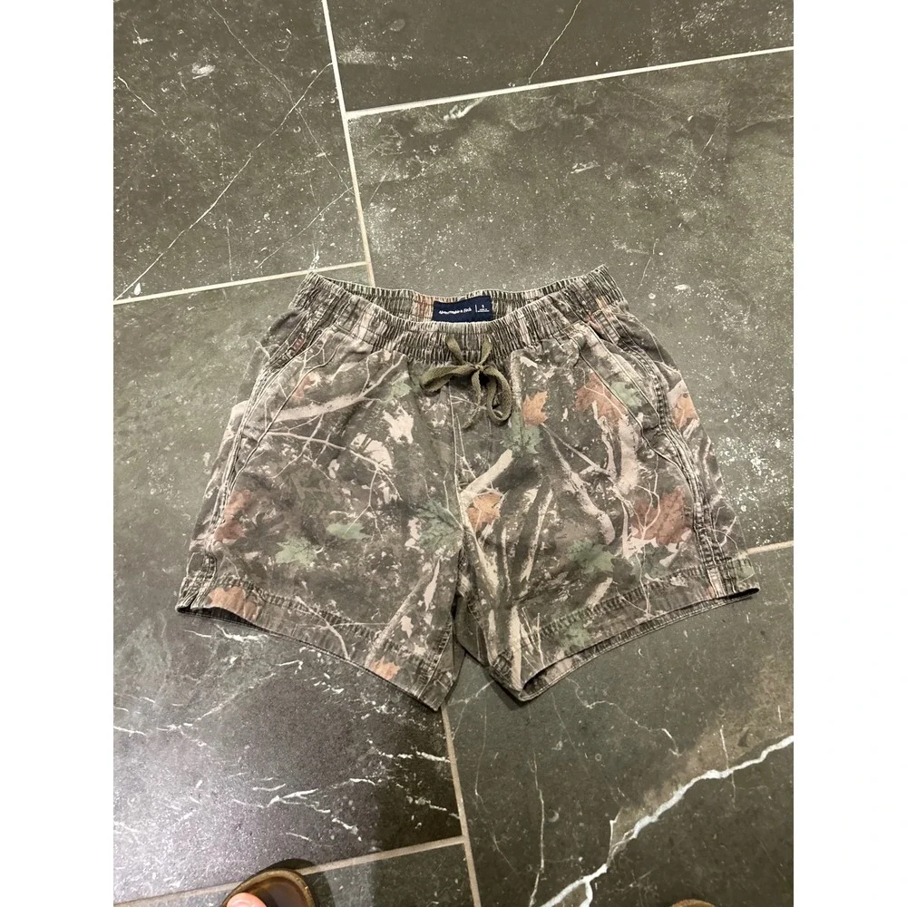 Abercrombie & Fitch Mens Camo Pull On Shorts Small Woodland Camouflage Gorpcore